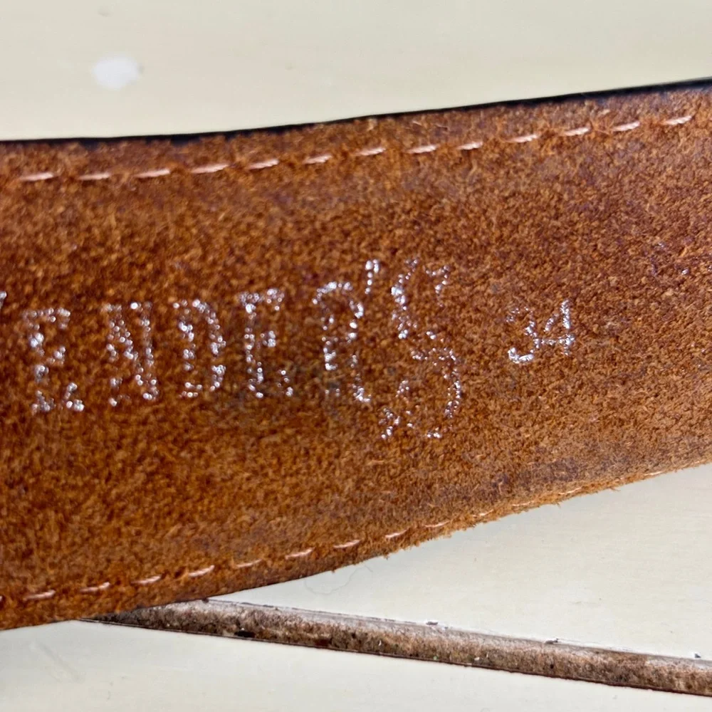 Cavender's Brown Leather Belt Men’s 34 Cross Detail 9750444